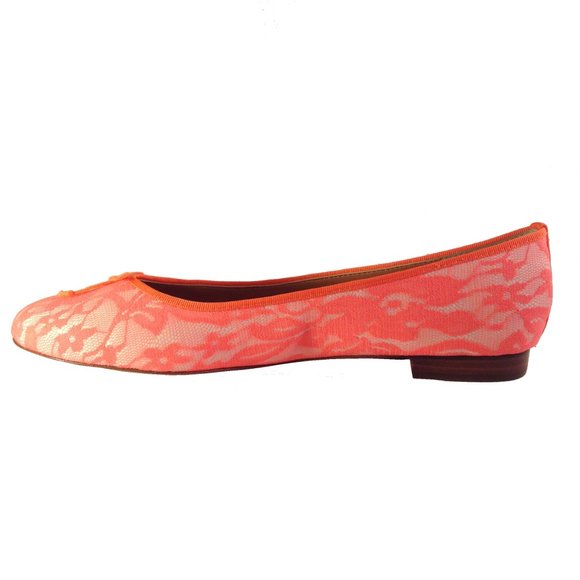 J CREW FACTORY LACE UPTOWN BALLET FLATS LOW HEEL FLAMINGO NEON ORANGE 9.5 EASTER - Picture 7 of 16